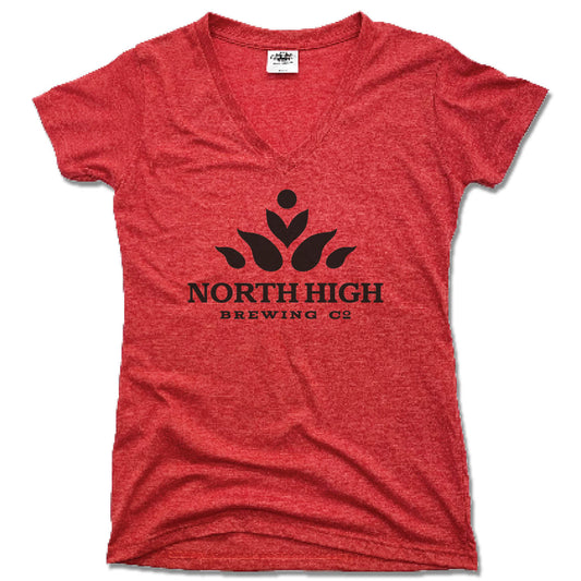 NORTH HIGH BREWING CO | LADIES RED V-NECK | LOGO