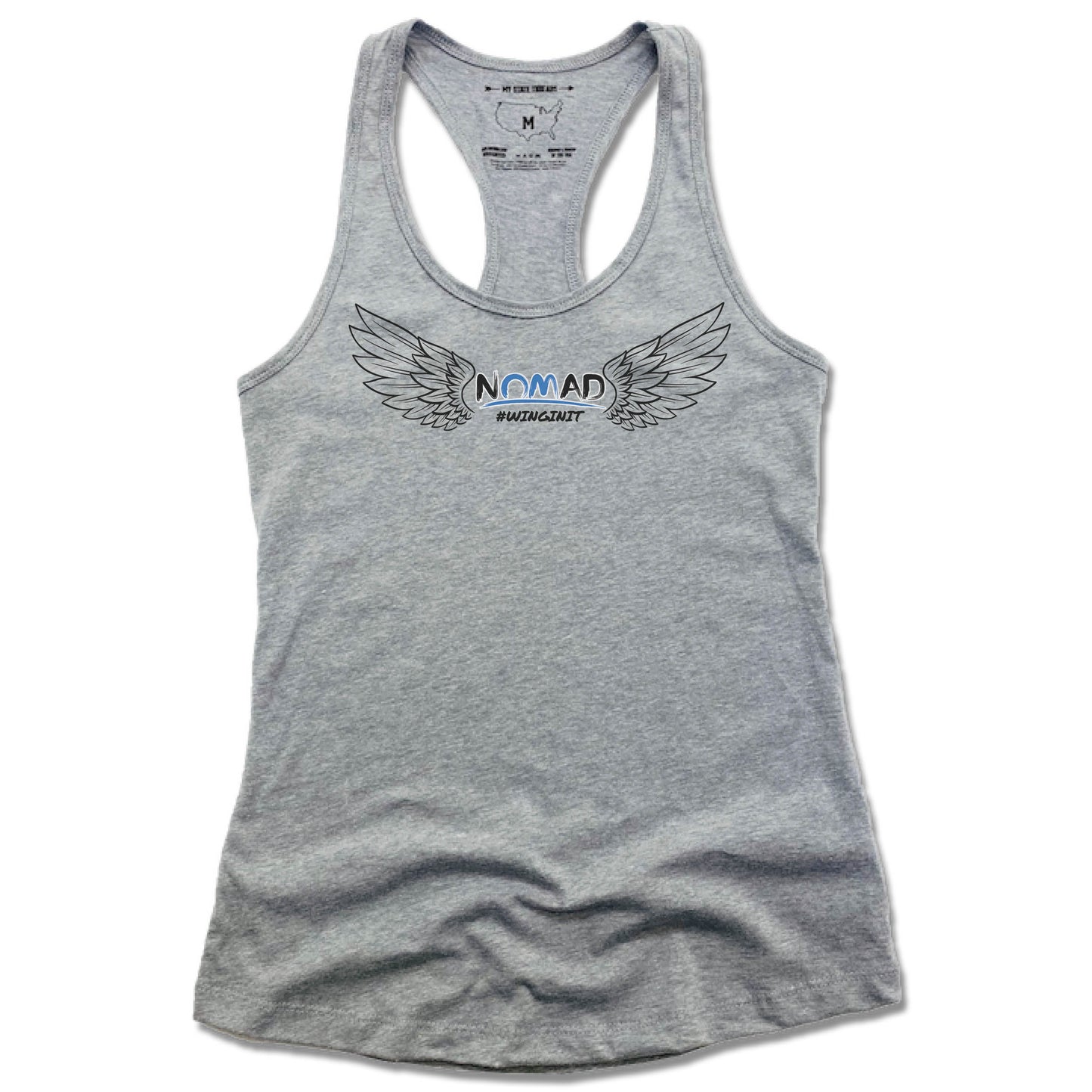 NOMAD BODYWORKS | LADIES GRAY TANK | WINGS