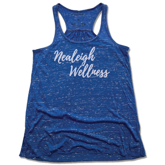 NEALEIGH WELLNESS | LADIES BLUE FLOWY TANK | WHITE LOGO