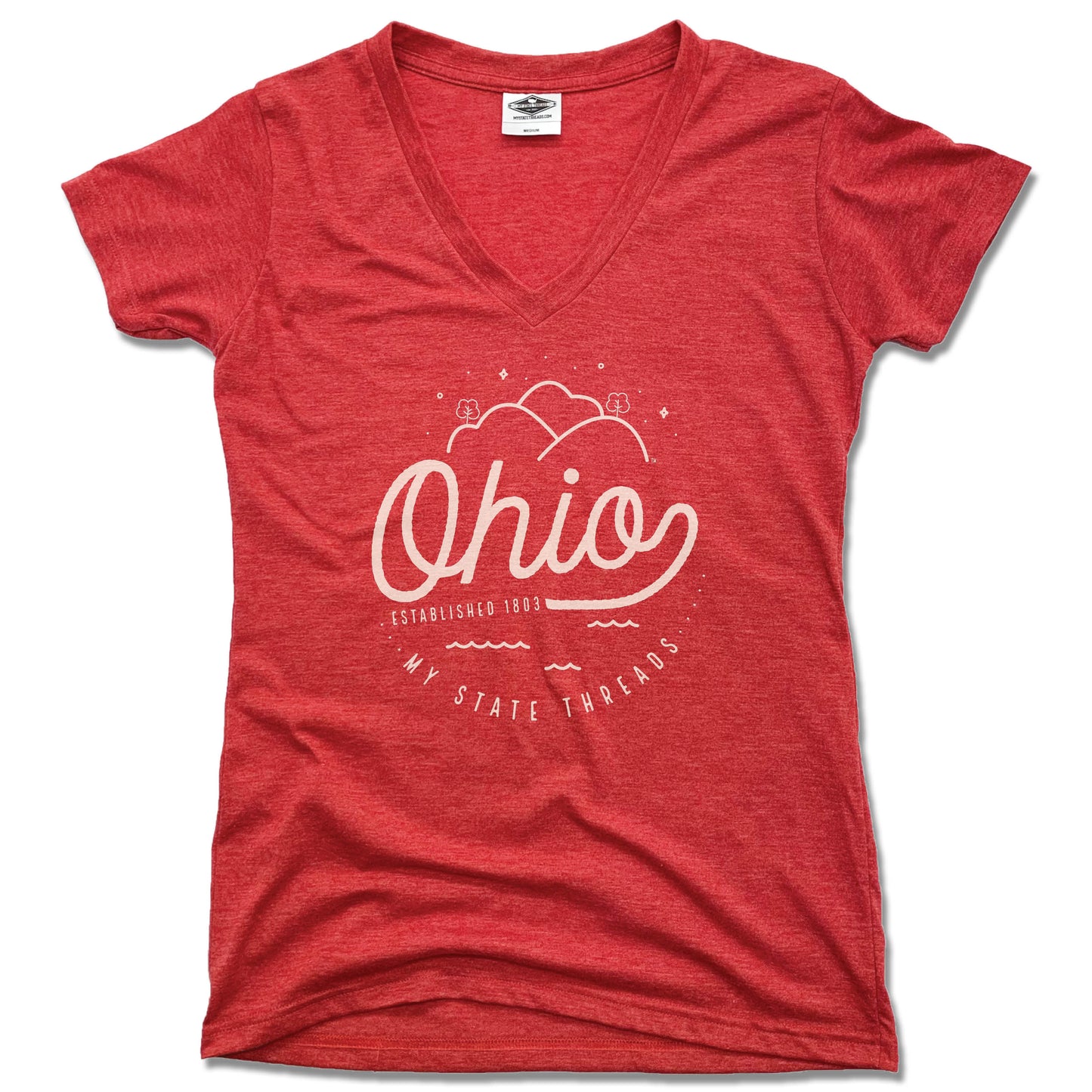 OHIO | LADIES RED V-NECK | CREST