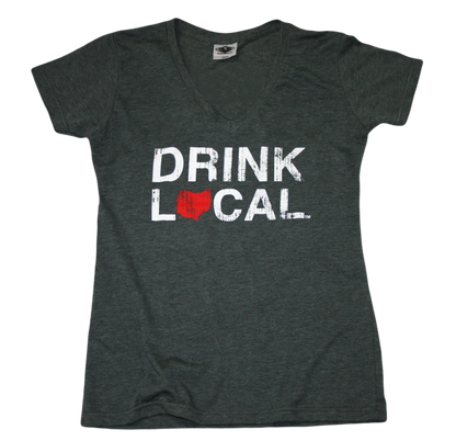 OHIO LADIES V-NECK | DRINK LOCAL | RED