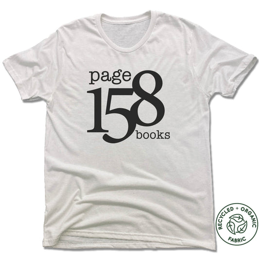 PAGE 158 BOOKS | UNISEX WHITE Recycled Tri-Blend | BLACK LOGO