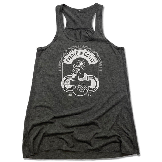 PENNYCUP COFFEE CO | LADIES GRAY FLOWY TANK | LOGO