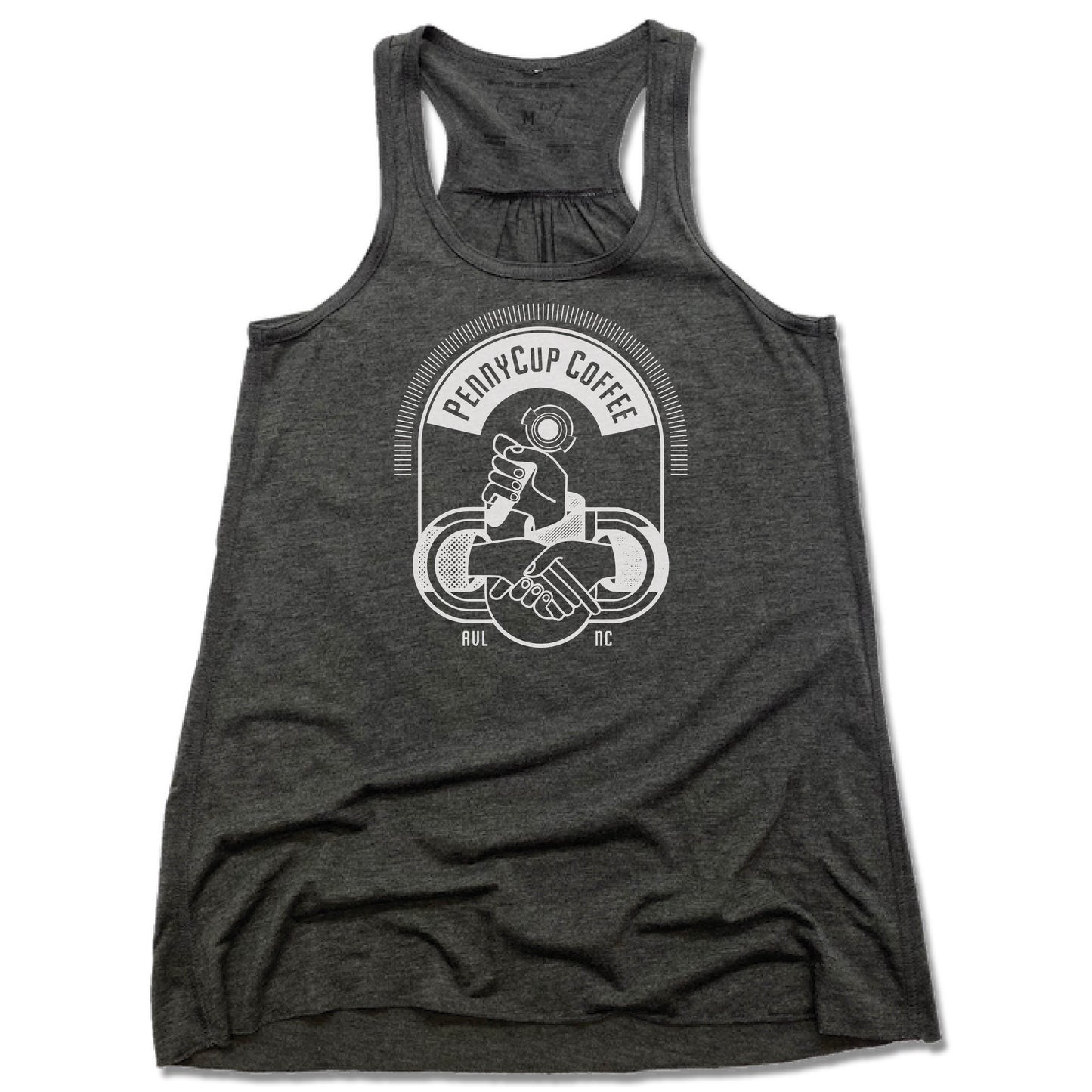 PENNYCUP COFFEE CO | LADIES GRAY FLOWY TANK | LOGO