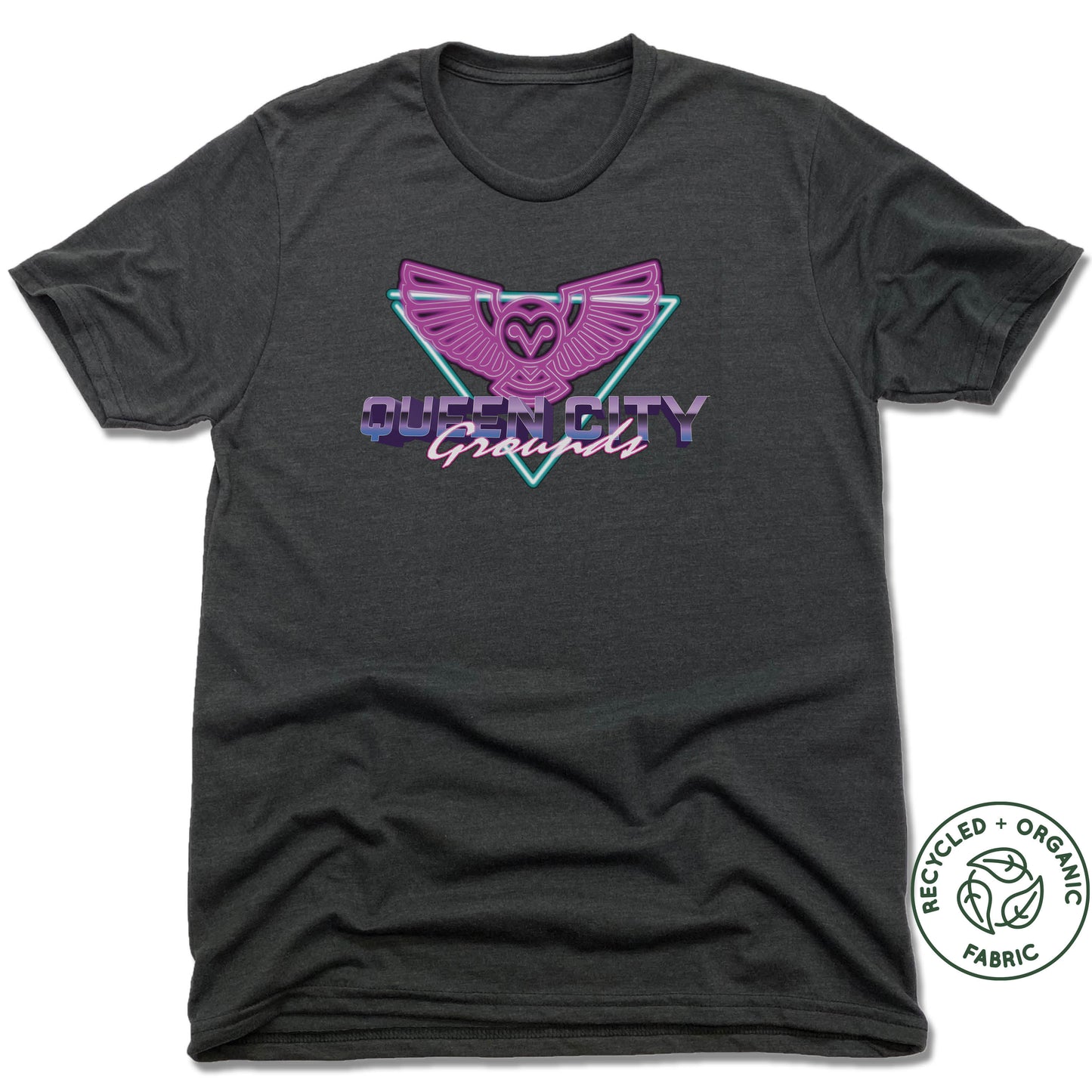 QUEEN CITY GROUNDS | UNISEX BLACK Recycled Tri-Blend | RETRO OWL