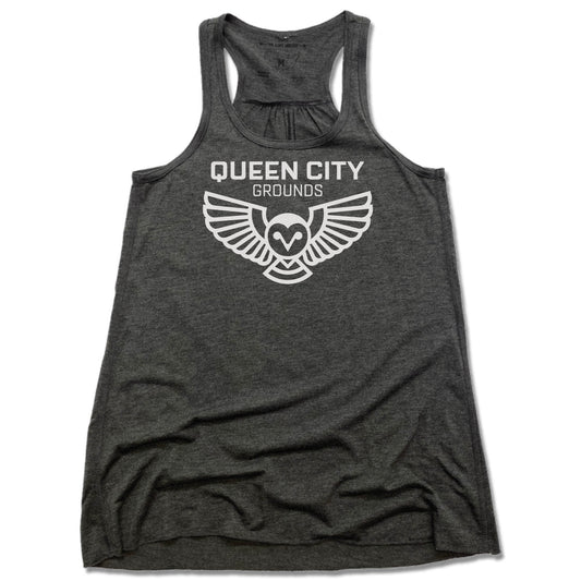 QUEEN CITY GROUNDS | LADIES GRAY FLOWY TANK