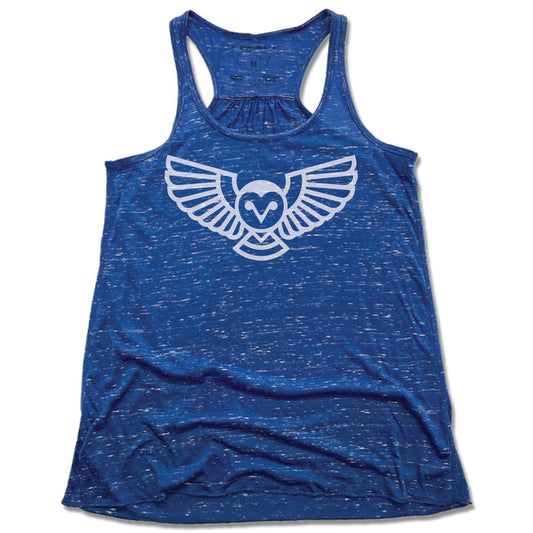 QUEEN CITY GROUNDS | LADIES BLUE FLOWY TANK | OWL