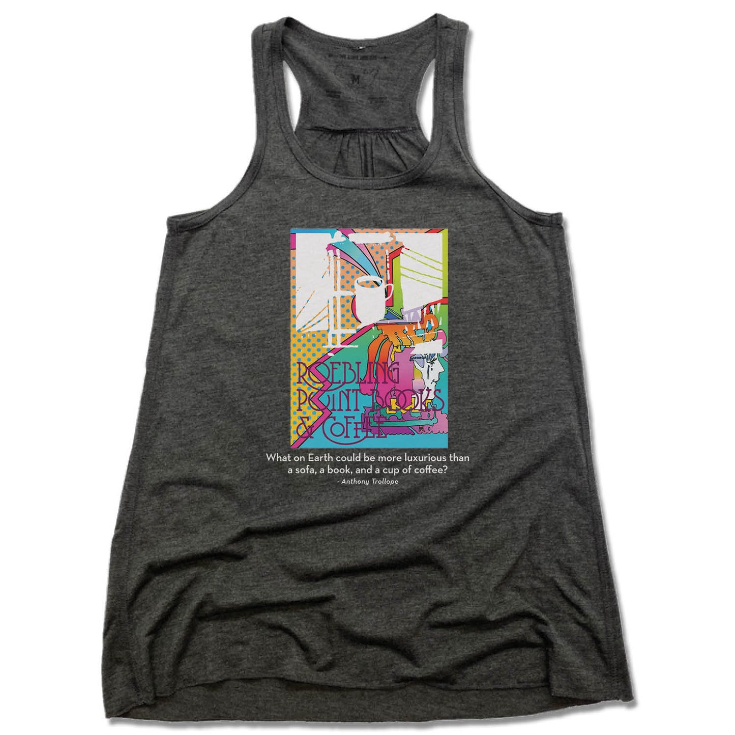 ROEBLING POINT BOOKS | LADIES GRAY FLOWY TANK | COLOR LOGO
