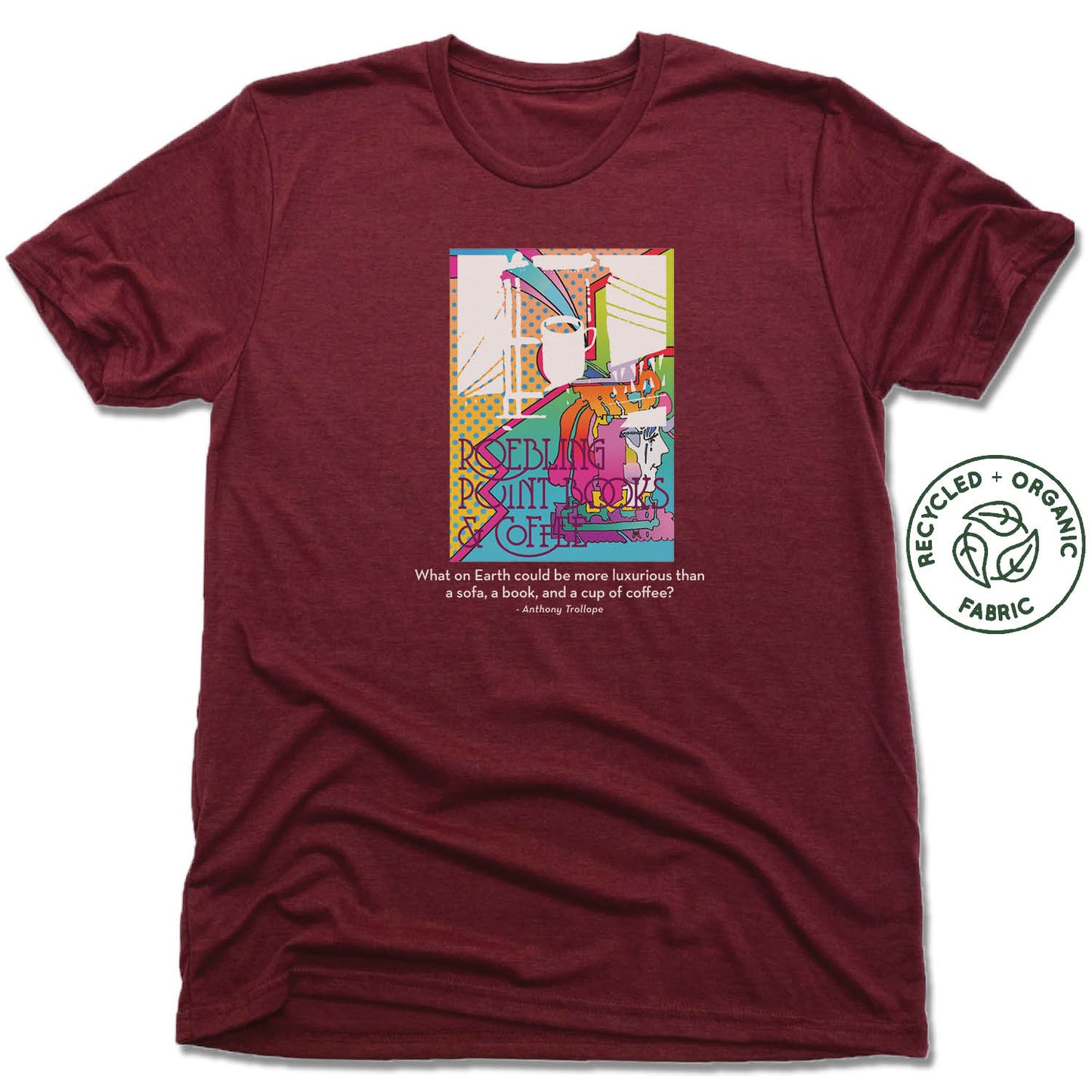 ROEBLING POINT BOOKS | UNISEX VINO RED Recycled Tri-Blend | COLOR LOGO