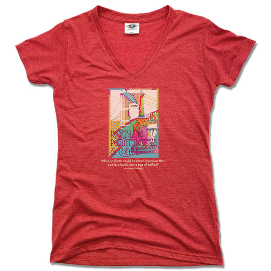 ROEBLING POINT BOOKS | LADIES RED V-NECK | COLOR LOGO