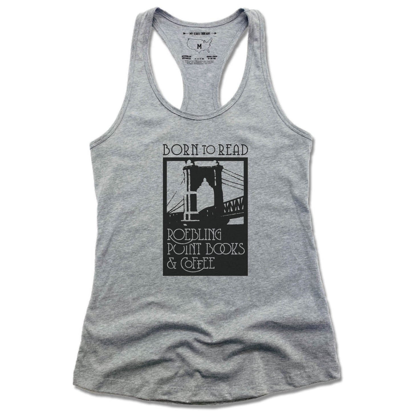 ROEBLING POINT BOOKS | LADIES GRAY TANK | BLACK LOGO