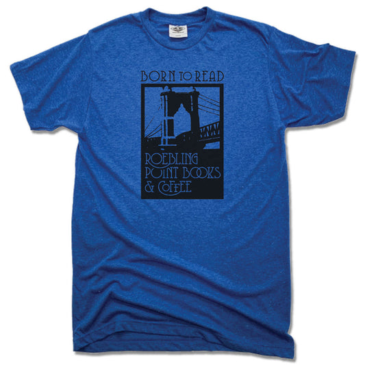 ROEBLING POINT BOOKS | UNISEX BLUE TEE | BLACK LOGO