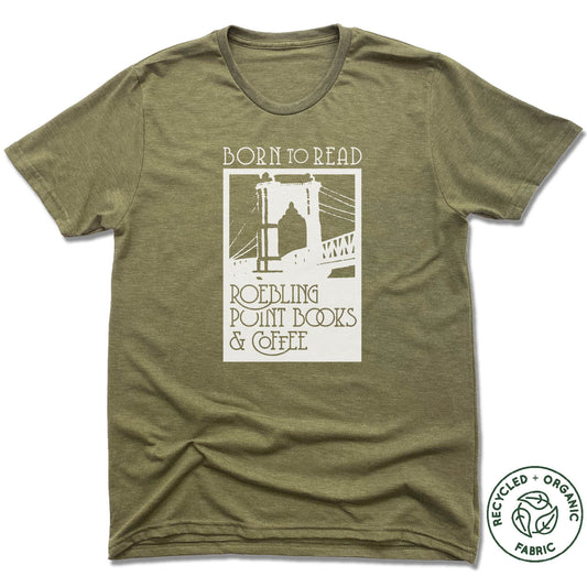 ROEBLING POINT BOOKS | UNISEX OLIVE Recycled Tri-Blend | WHITE LOGO