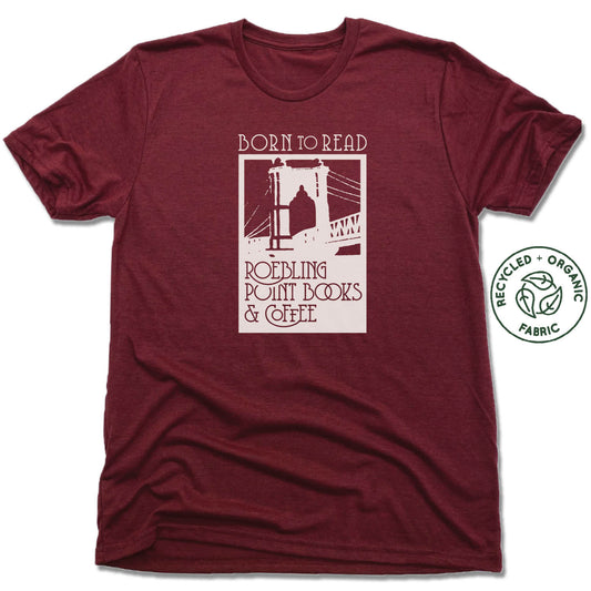 ROEBLING POINT BOOKS | UNISEX VINO RED Recycled Tri-Blend | WHITE LOGO