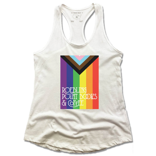 ROEBLING POINT BOOKS | LADIES WHITE TANK | LOGO