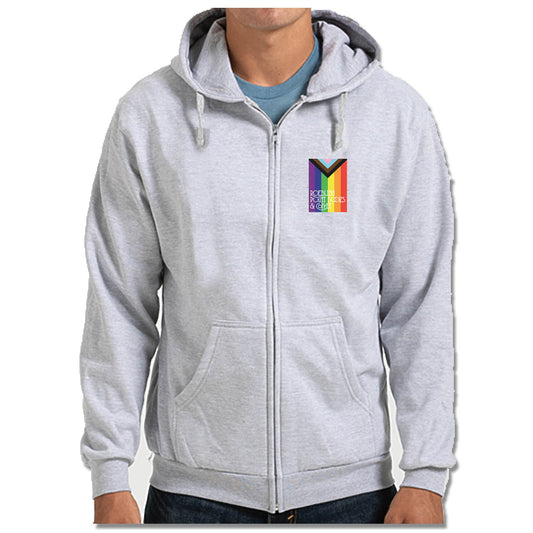 ROEBLING POINT BOOKS | LIGHT GRAY ZIP HOODIE | LOGO