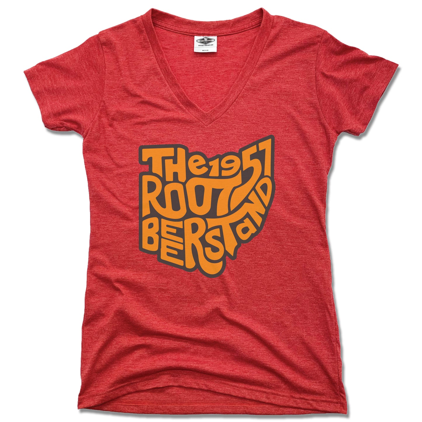 LADIES RED V-NECK | Ohio | The Root Beer Stand