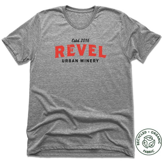 REVEL | RED LOGO | UNISEX Gray Recycled Tri-Blend