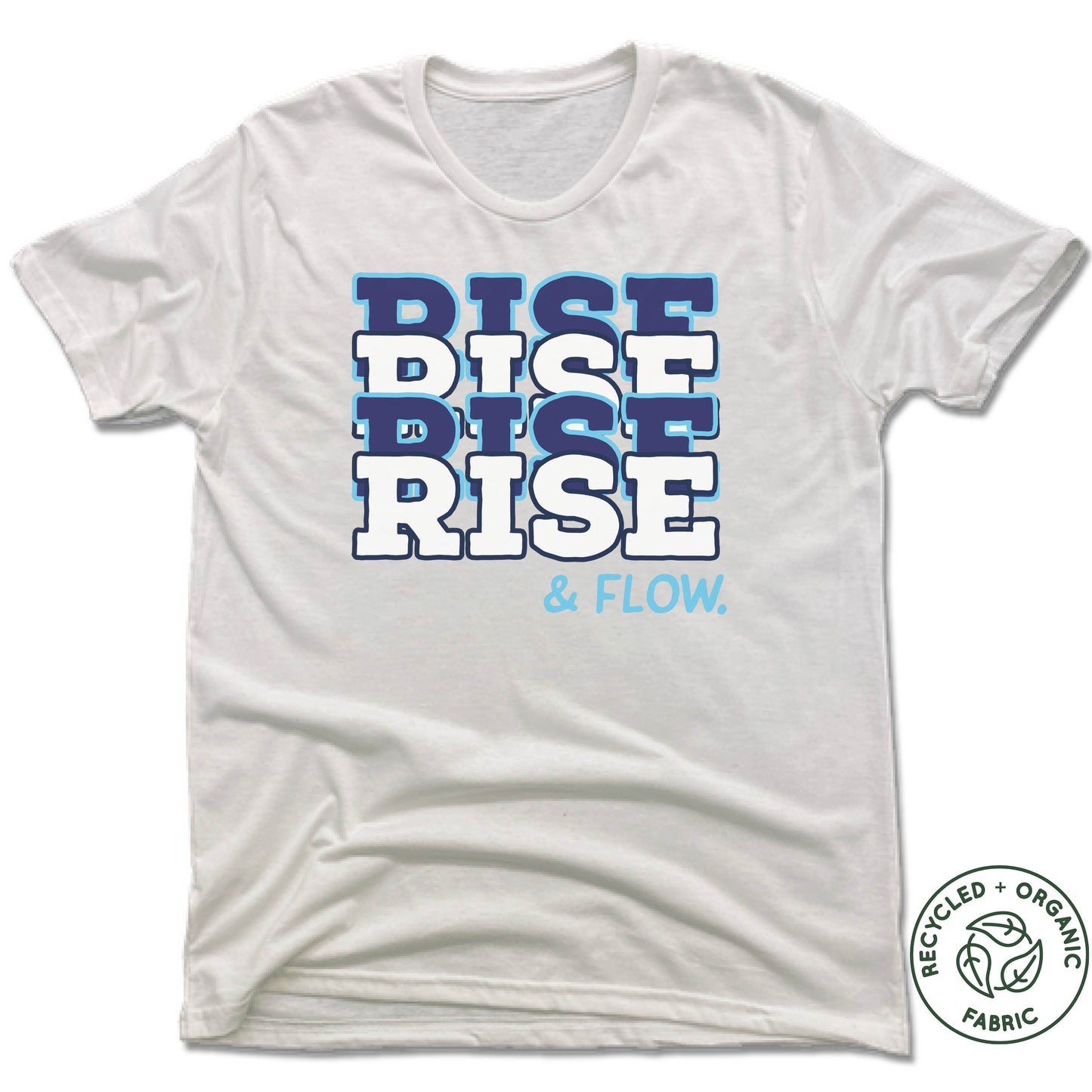 RISE AND FLOW YOGA STUDIO | UNISEX WHITE Recycled Tri-Blend | COLOR LOGO