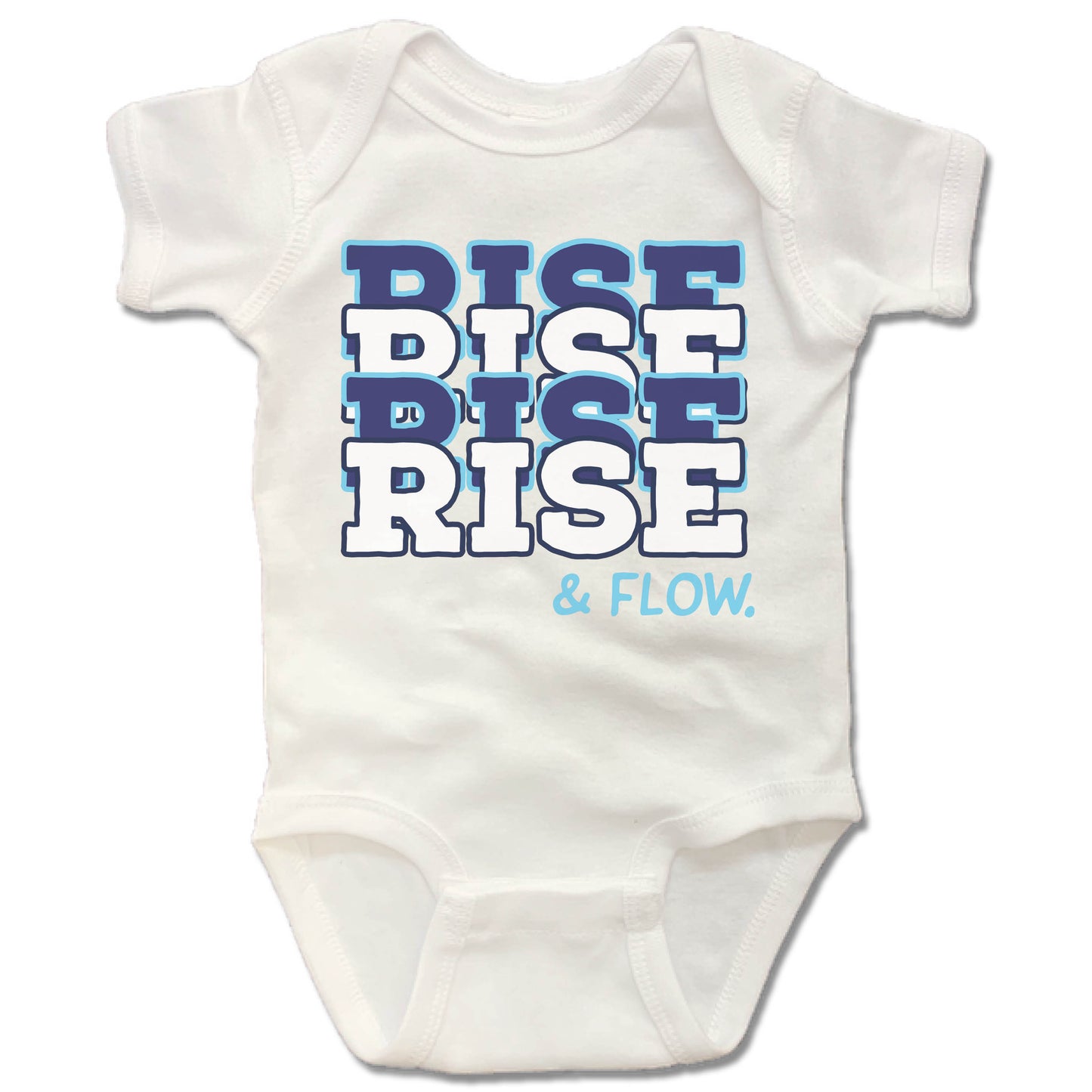 RISE AND FLOW YOGA STUDIO | WHITE ONESIE | COLOR LOGO