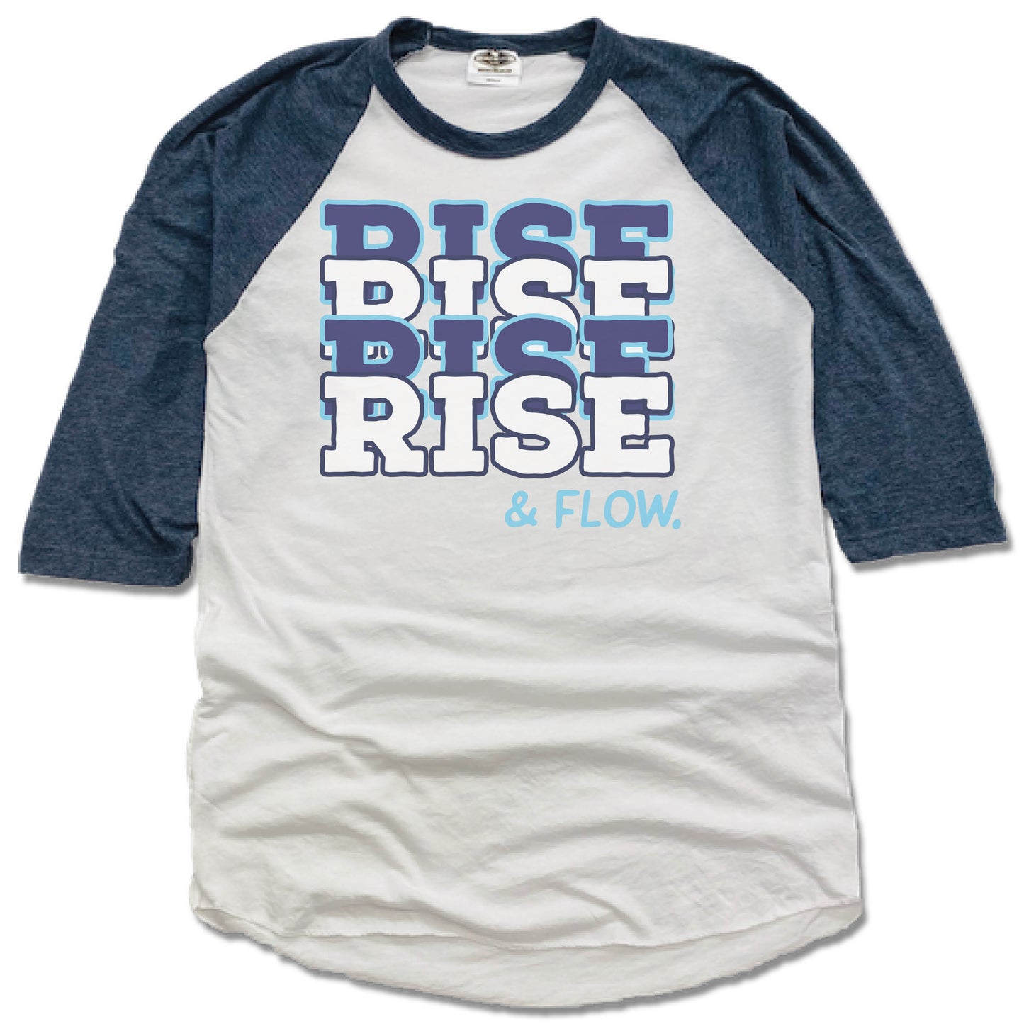 RISE AND FLOW YOGA STUDIO | NAVY 3/4 SLEEVE | COLOR LOGO