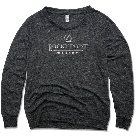 ROCKY POINT WINERY | LADIES SLOUCHY | WHITE LOGO