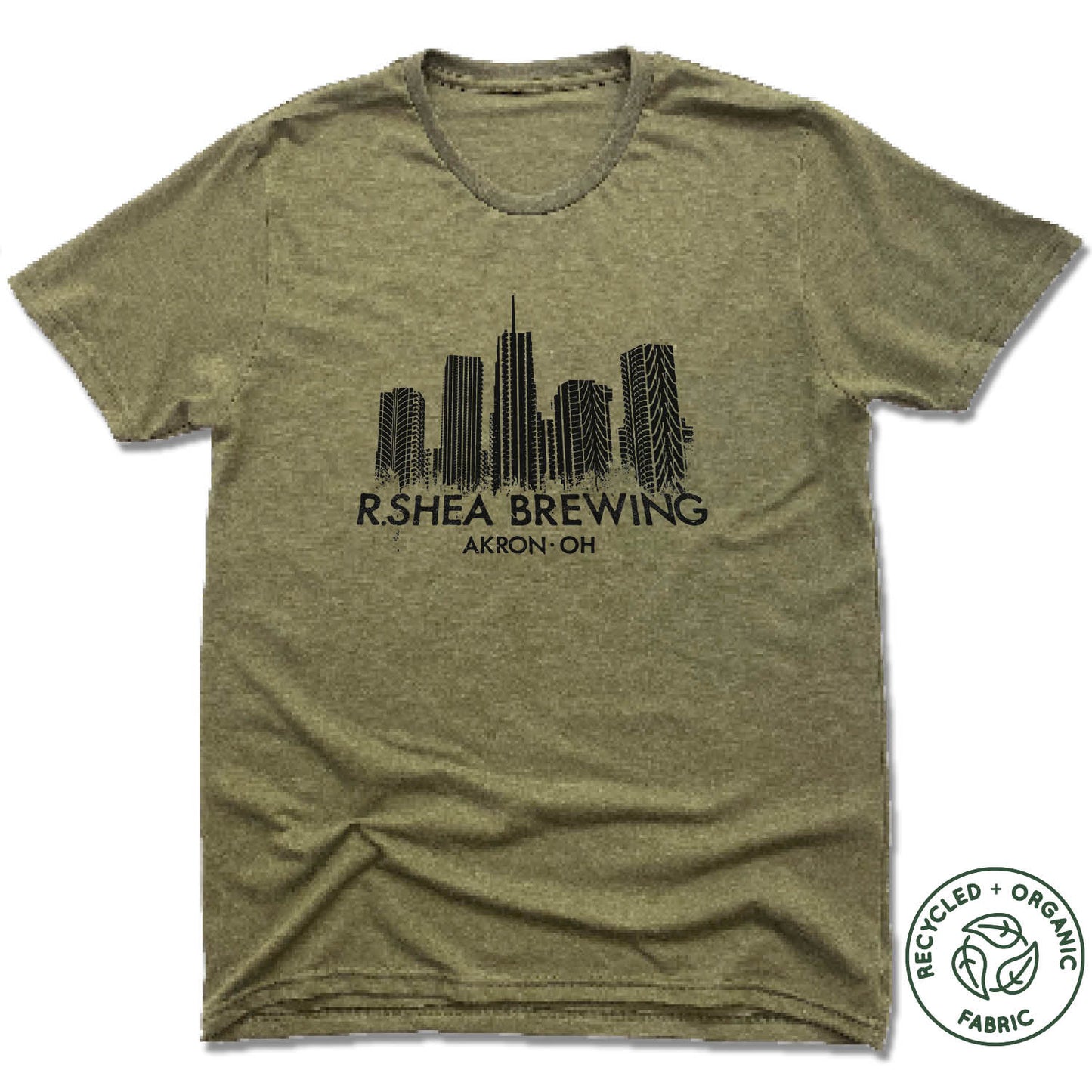 R. SHEA BREWING. | UNISEX OLIVE Recycled Tri-Blend | AKRON SKYLINE