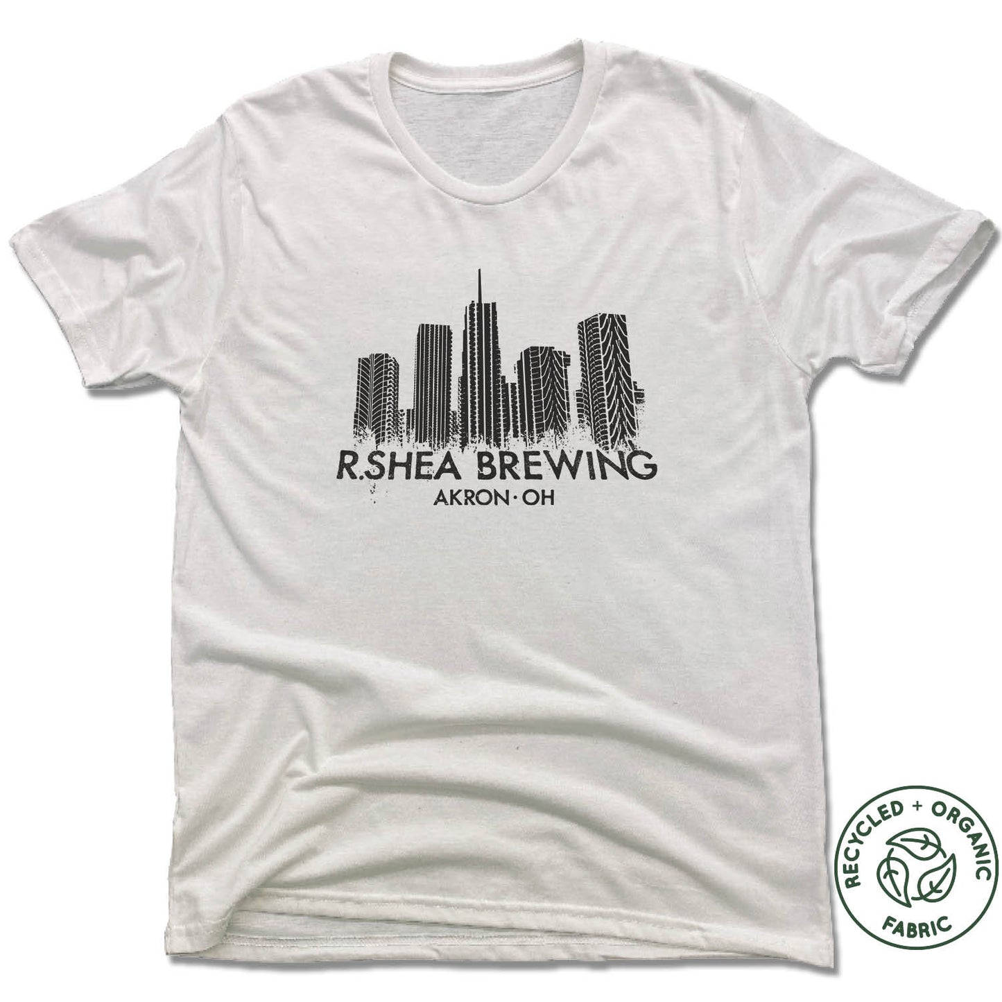 R. SHEA BREWING. | UNISEX WHITE Recycled Tri-Blend | AKRON SKYLINE