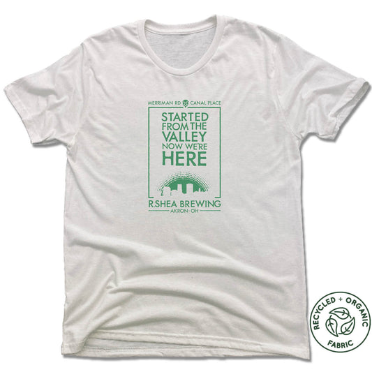 R. SHEA BREWING. | UNISEX WHITE Recycled Tri-Blend | GREEN LOGO