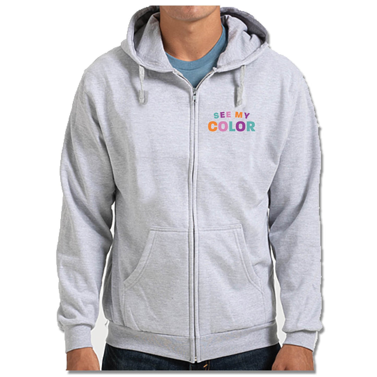 REVIVE THE COMMUNITY | LIGHT GRAY ZIP HOODIE | SEE MY COLOR LOGO