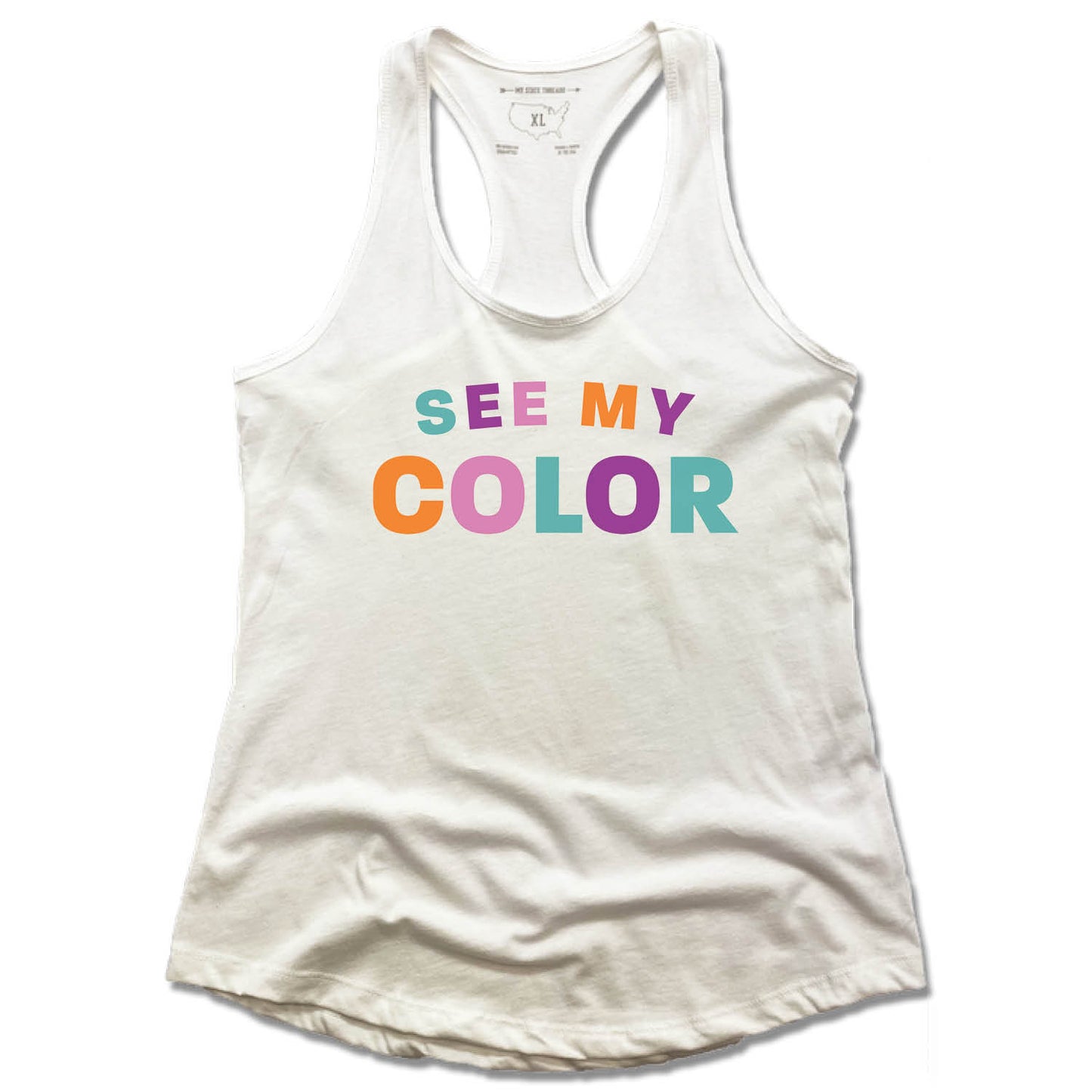 REVIVE THE COMMUNITY | LADIES WHITE TANK | SEE MY COLOR LOGO