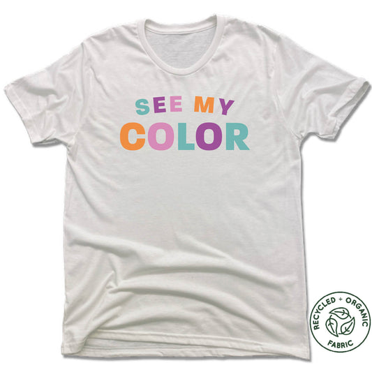 REVIVE THE COMMUNITY | UNISEX WHITE Recycled Tri-Blend | SEE MY COLOR LOGO