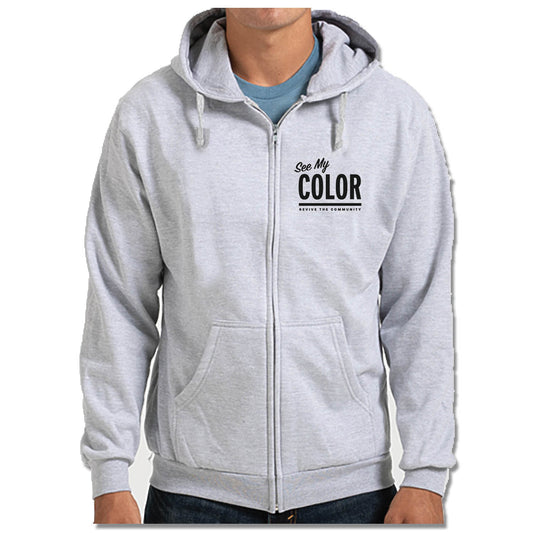 REVIVE THE COMMUNITY | LIGHT GRAY ZIP HOODIE | SEE MY COLOR