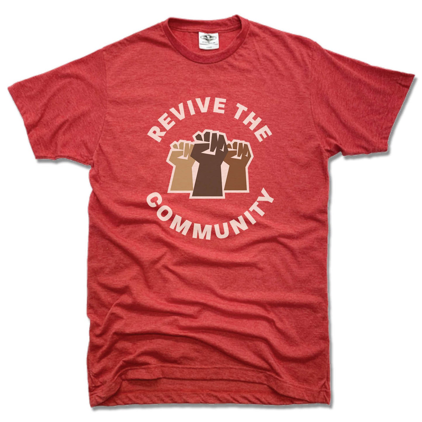 REVIVE THE COMMUNITY | UNISEX RED TEE | WHITE LOGO