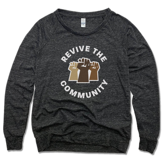 REVIVE THE COMMUNITY | LADIES SLOUCHY | WHITE LOGO