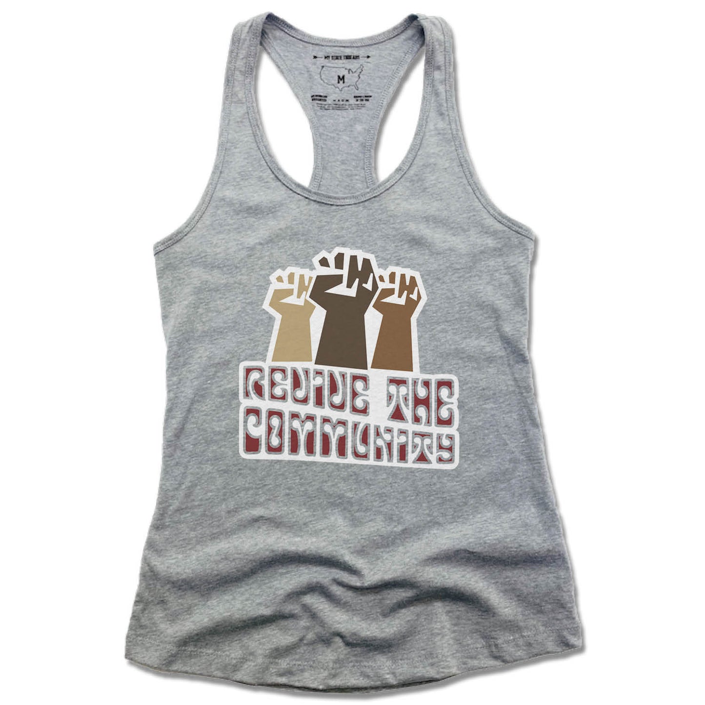 REVIVE THE COMMUNITY | LADIES GRAY TANK | LOGO