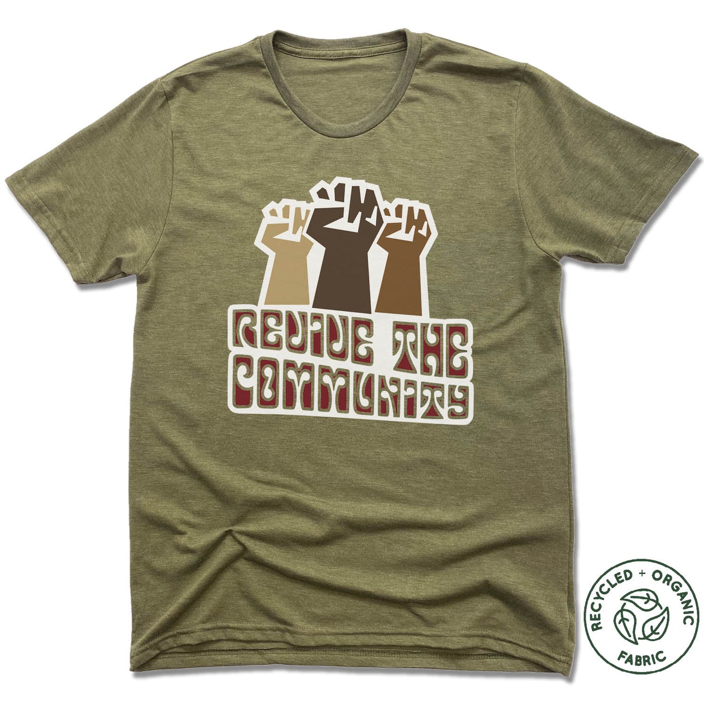 REVIVE THE COMMUNITY | UNISEX OLIVE Recycled Tri-Blend | LOGO