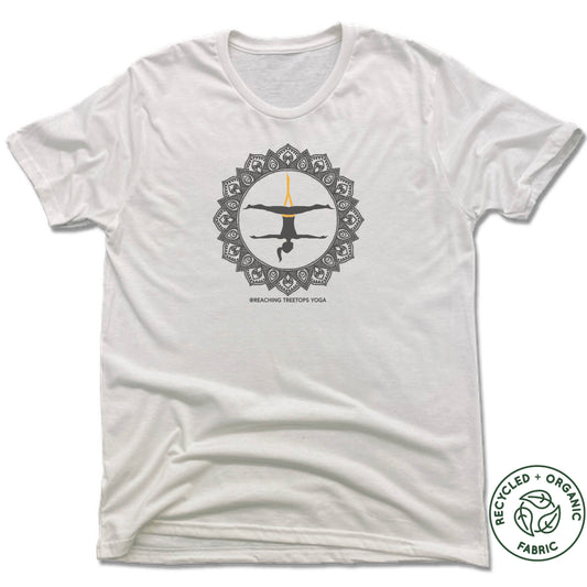 REACHING TREETOPS YOGA | UNISEX WHITE Recycled Tri-Blend | AERIAL YOGA SUN