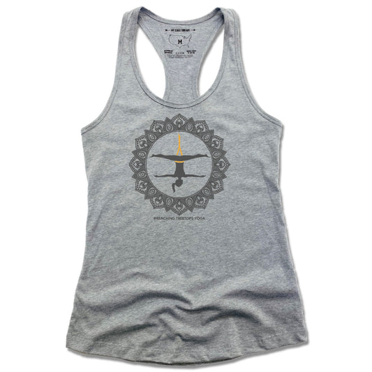 REACHING TREETOPS YOGA | LADIES GRAY TANK | AERIAL YOGA SUN