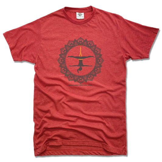 REACHING TREETOPS YOGA | UNISEX RED TEE | AERIAL YOGA SUN