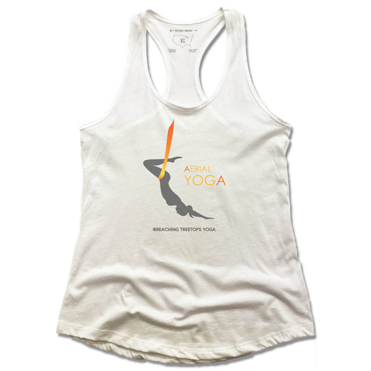 REACHING TREETOPS YOGA | LADIES WHITE TANK | AERIAL YOGA