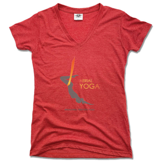 REACHING TREETOPS YOGA | LADIES RED V-NECK | AERIAL YOGA