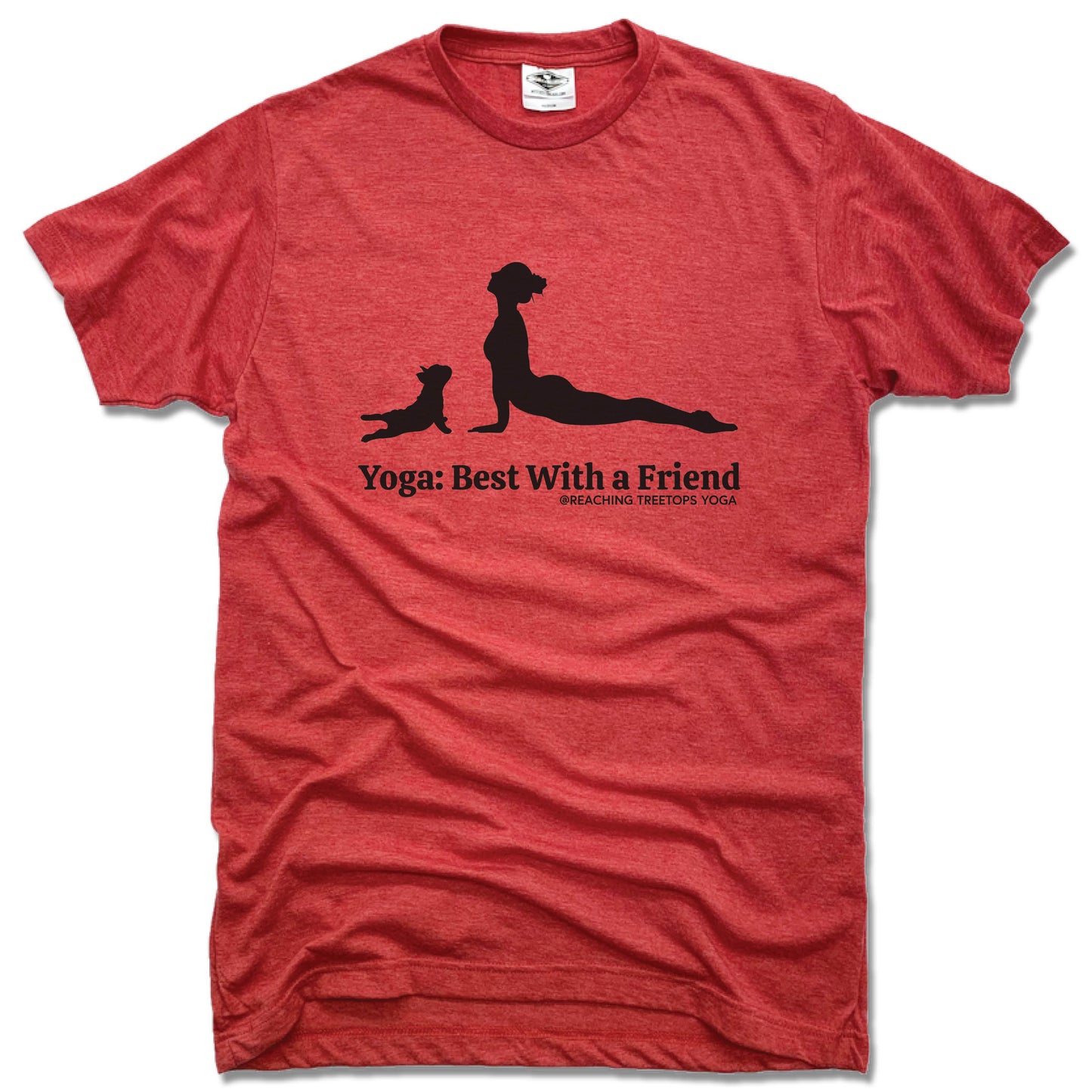 REACHING TREETOPS YOGA | UNISEX RED TEE | BEST WITH A FRIEND