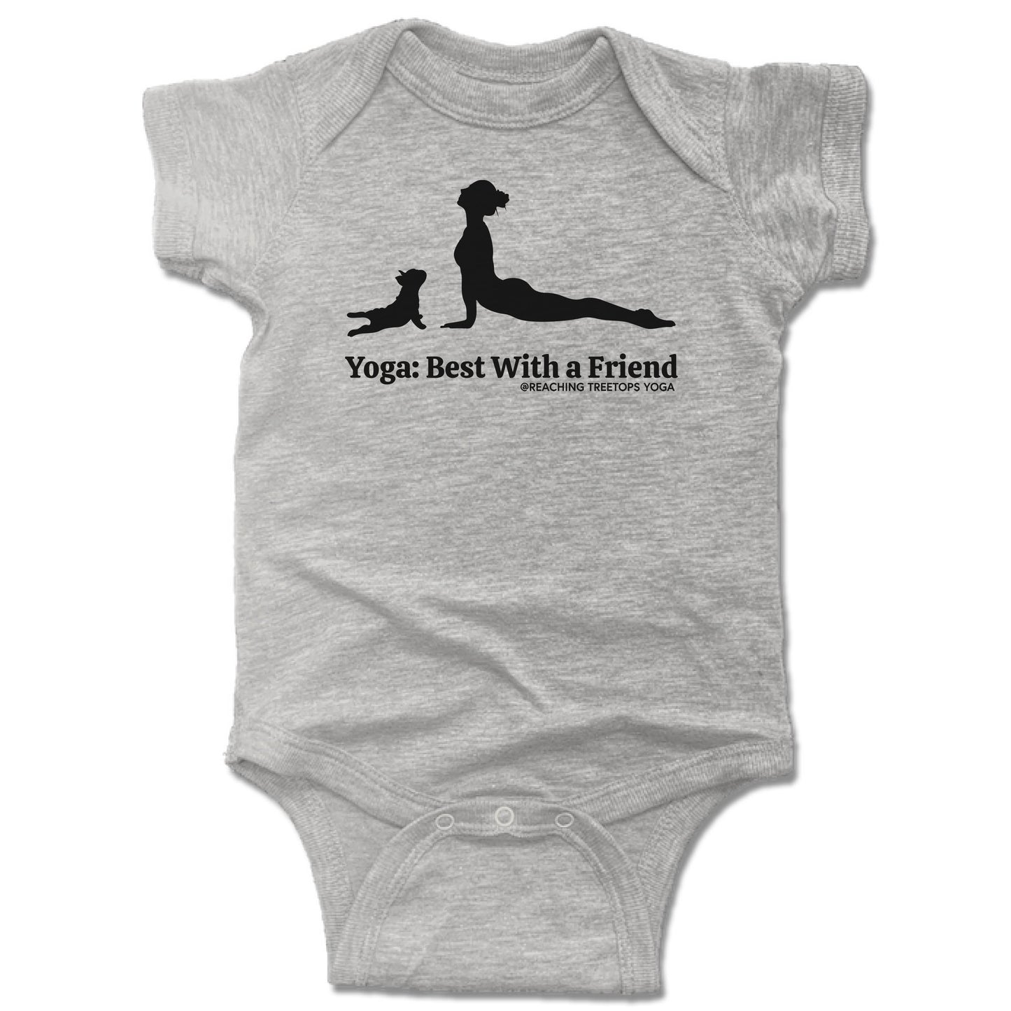 REACHING TREETOPS YOGA | GRAY ONESIE | BEST WITH A FRIEND