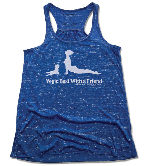 REACHING TREETOPS YOGA | LADIES BLUE FLOWY TANK | BEST WITH A FRIEND