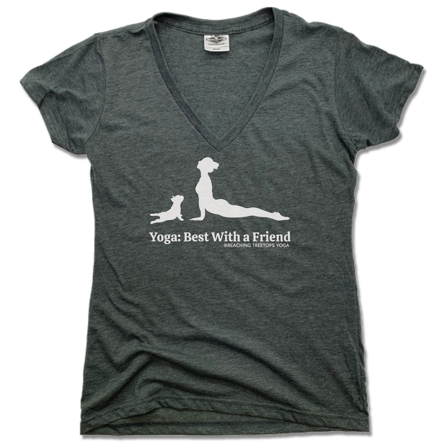 REACHING TREETOPS YOGA | LADIES V-NECK | BEST WITH A FRIEND
