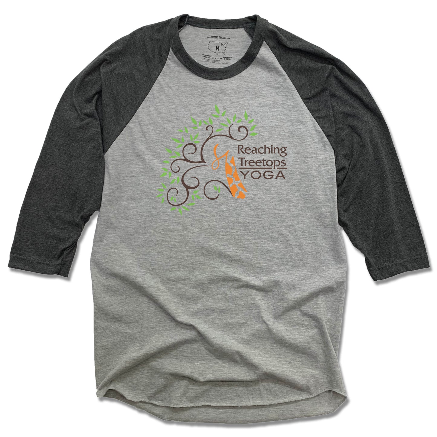 REACHING TREETOPS YOGA | GRAY 3/4 SLEEVE | LOGO