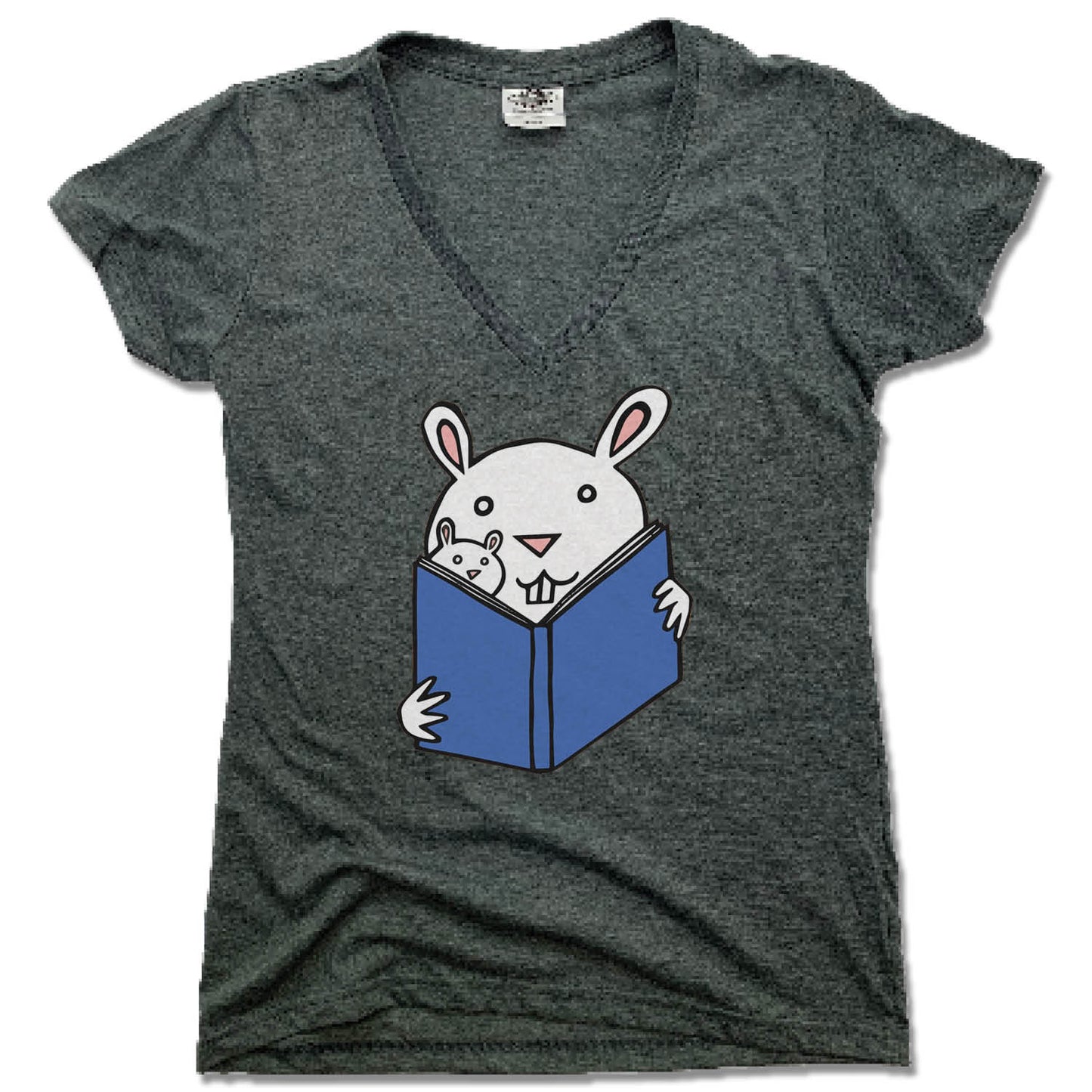 READ WITH ME | LADIES V-NECK | READING BUNNIES