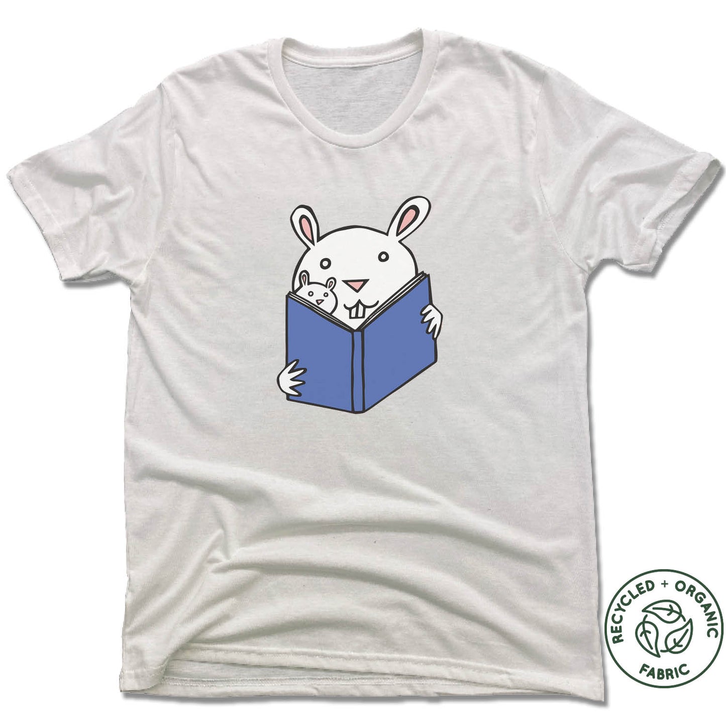 READ WITH ME | UNISEX WHITE Recycled Tri-Blend | READING BUNNIES