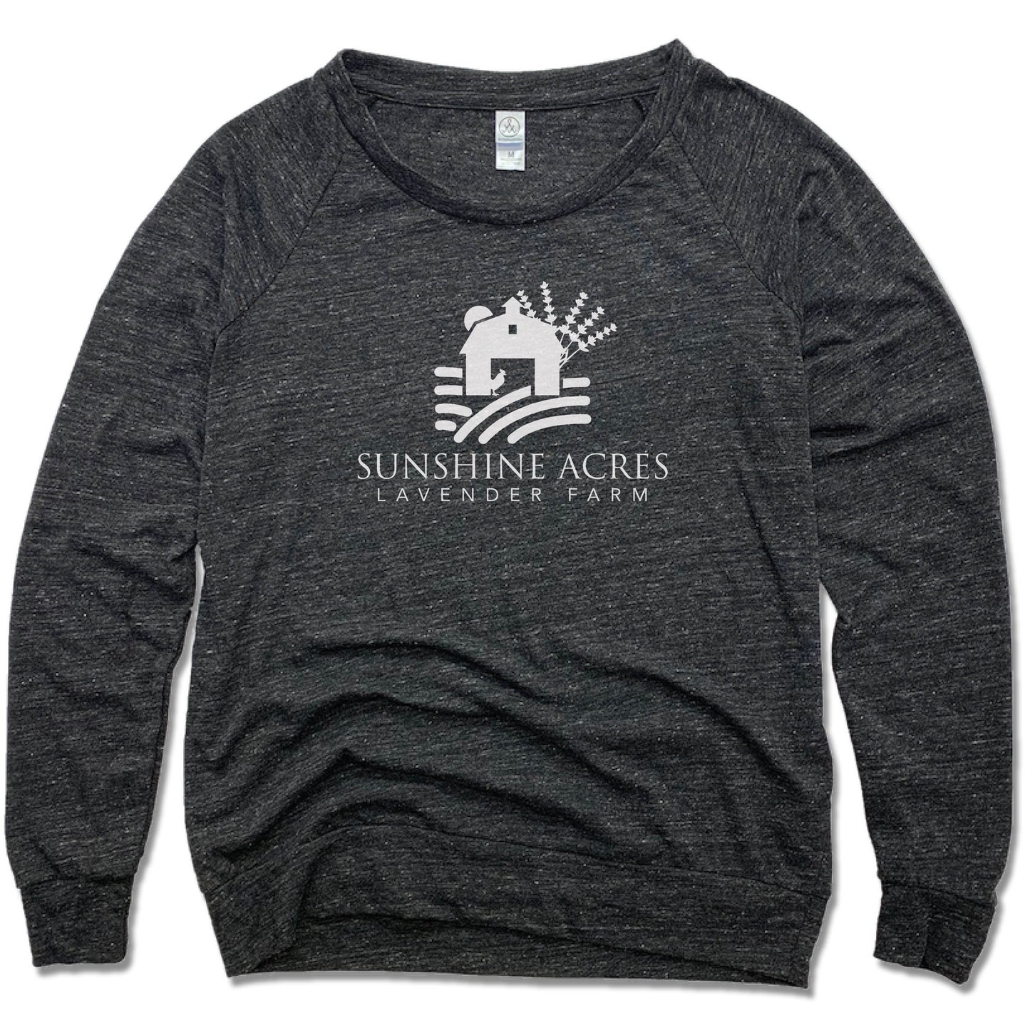 SUNSHINE ACRES LAVENDER FARM | LADIES SLOUCHY | WHITE LOGO